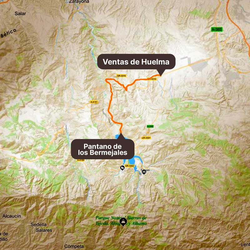 Ruta de senderismo desde Ventas de Huelma al Pantano de los Bermejales